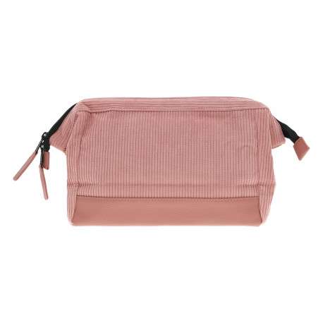 Grande trousse de toilette rose côtelée avec le nom de la marque - Image 3