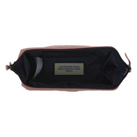Grande trousse de toilette rose côtelée avec le nom de la marque - Image 4