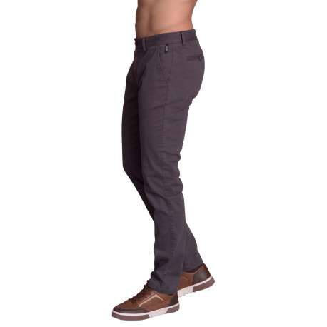 Pantalon chino en coton gris anthracite uni avec une coupe slim fit - Image 2