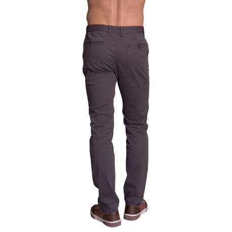 Pantalon chino en coton gris anthracite uni avec une coupe slim fit - Image 3