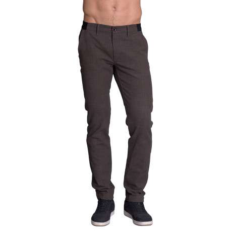Pantalon chino en coton marron uni à coupe slim fit et taille intermédiaire