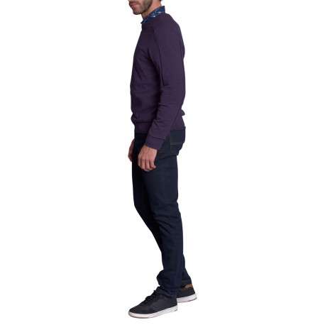 Pull violet uni avec une coupe droite à col rond et des manches longues - Image 2