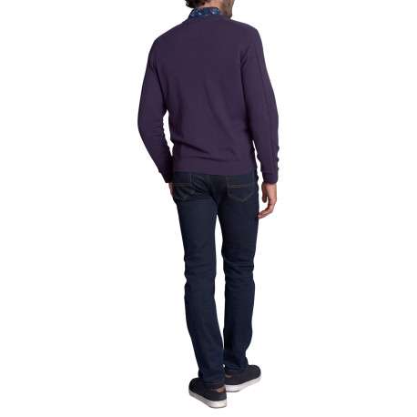 Pull violet uni avec une coupe droite à col rond et des manches longues - Image 3