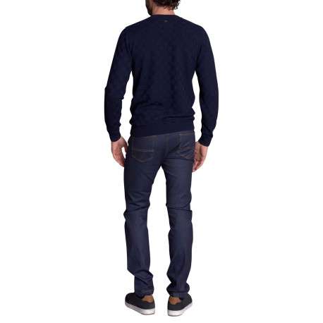 Pull nuit uni avec une coupe droite à col rond et des manches longues - Image 3