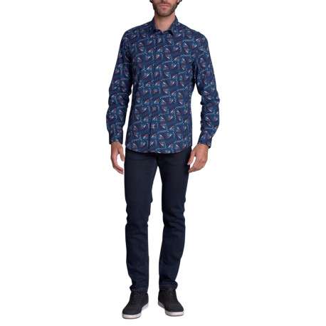 Chemise en coton nuit imprimé avec une coupe droite et un col français
