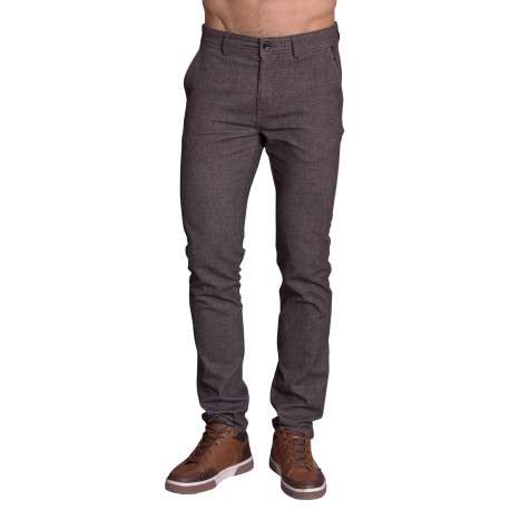 Pantalon chino taupe uni à coupe slim fit et taille intermédiaire
