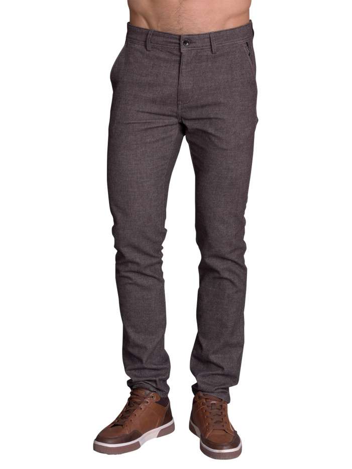 Pantalon chino taupe uni à...