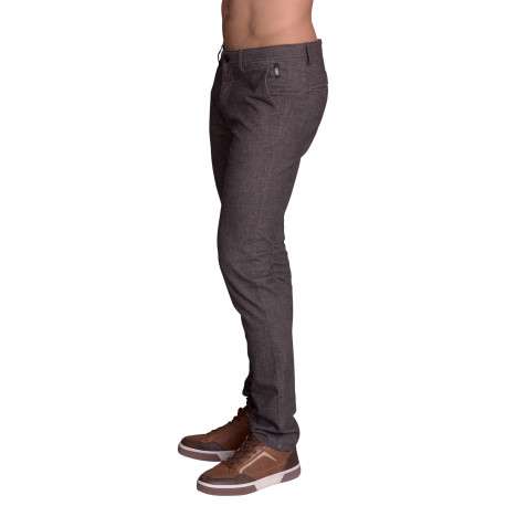 Pantalon chino taupe uni à coupe slim fit et taille intermédiaire - Image 2