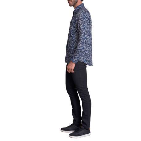 Chemise en coton nuit imprimée avec une coupe droite à col français - Image 2