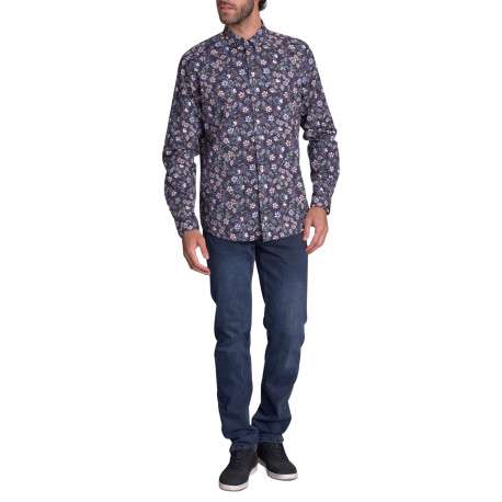 Chemise en coton nuit imprimée avec une coupe droite à boutons