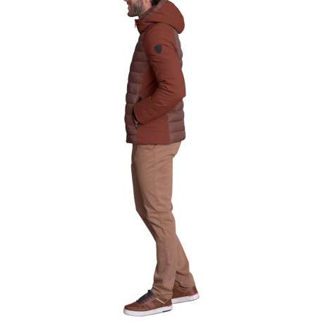 Doudoune marron uni avec une coupe droite et un col à capuche - Image 2