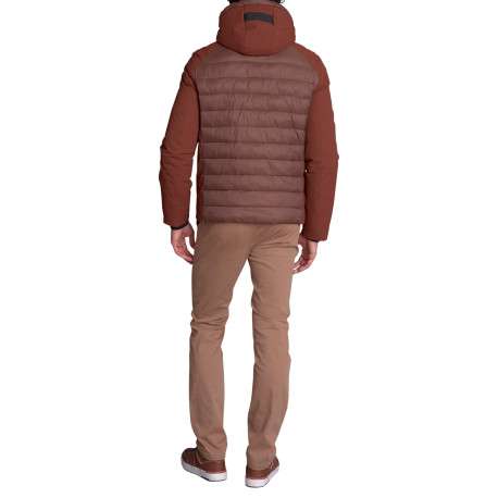 Doudoune marron uni avec une coupe droite et un col à capuche - Image 3