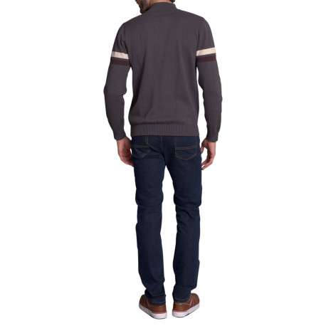 Gilet gris uni avec une coupe droite à col montant et une fermeture zippée - Image 3