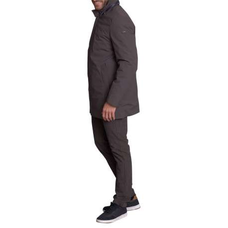 Parka gris uni avec une coupe droite et une fermeture zippée - Image 2