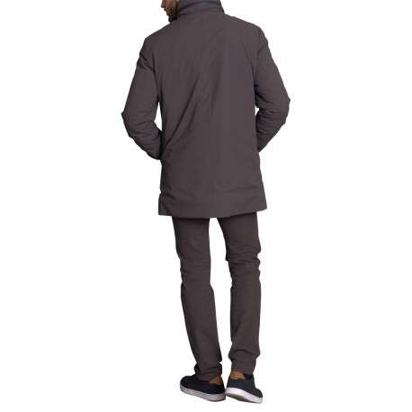 Parka gris uni avec une coupe droite et une fermeture zippée - Image 3