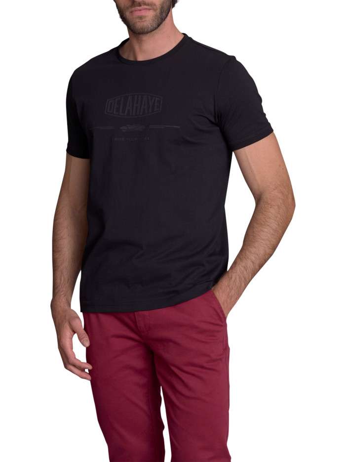 T-shirt en coton noir uni à...
