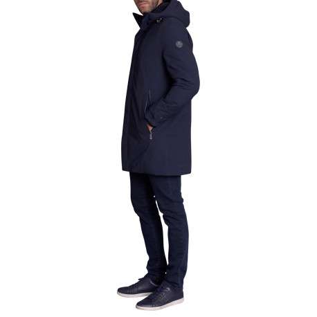 Parka marine uni avec une coupe droite et une fermeture zippée - Image 2