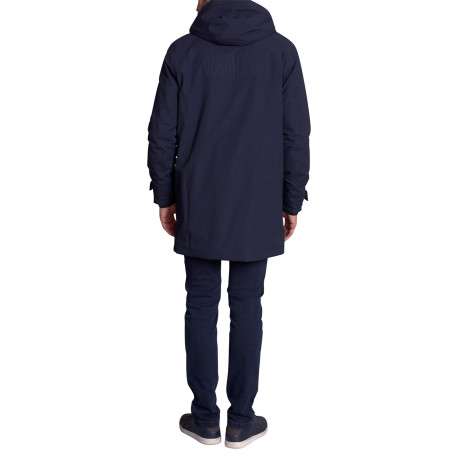 Parka marine uni avec une coupe droite et une fermeture zippée - Image 3