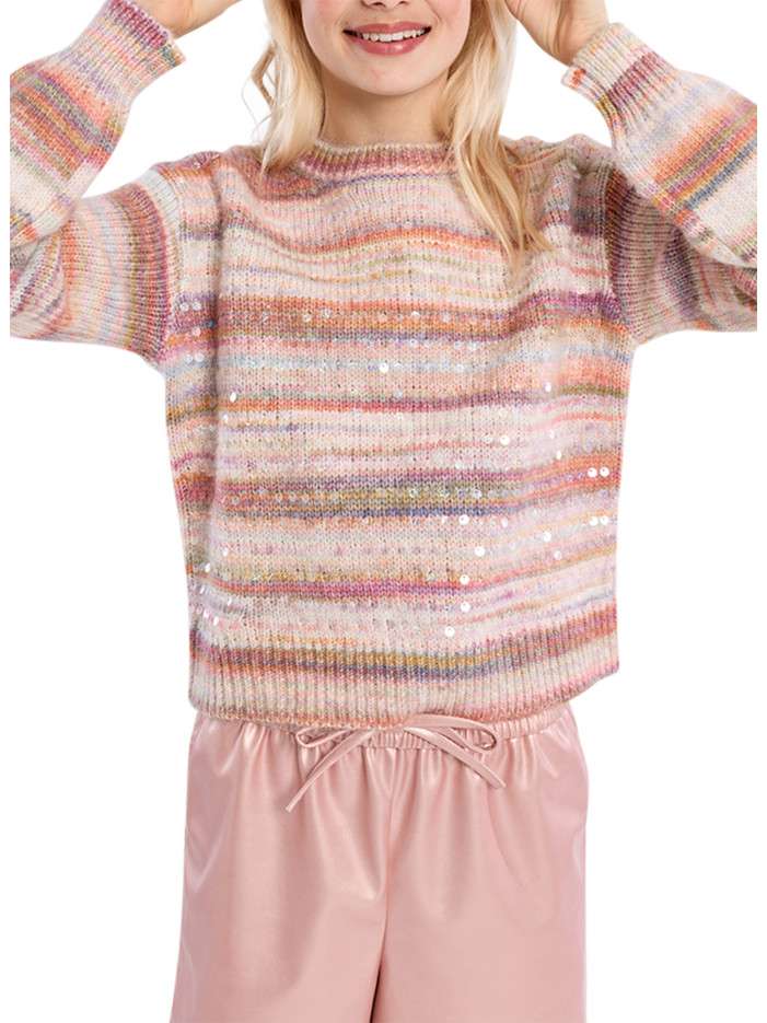 Pull multicolore à rayures...