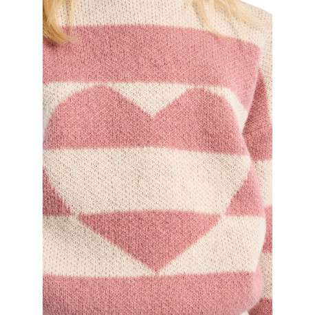 Pull rose et blanc à coupe droite avec un col rond et des manches longues - Image 3