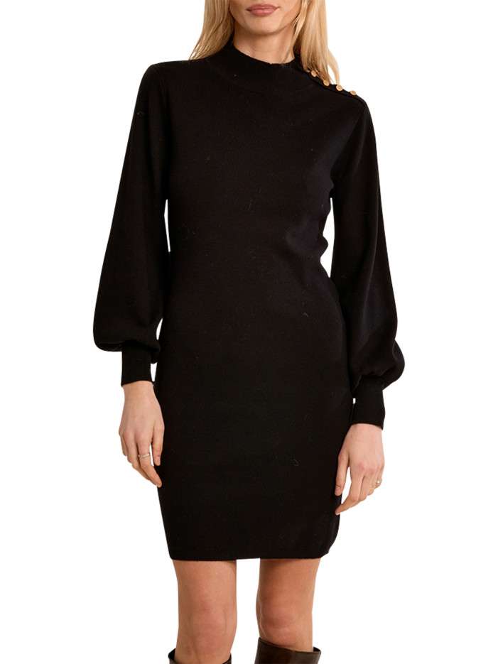 Robe pull noire unie dotée...