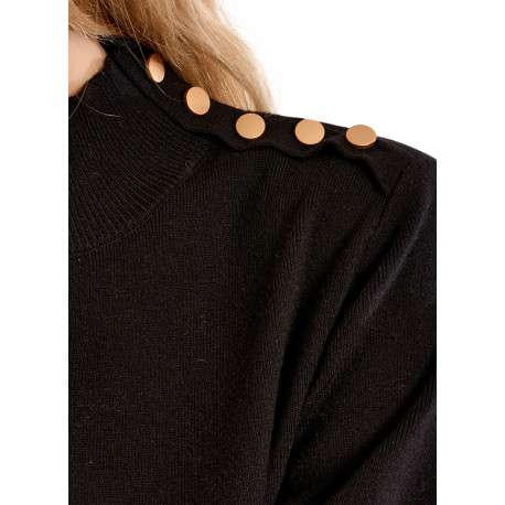 Robe pull noire unie dotée d'une coupe ajustée et d'un col montant - Image 5