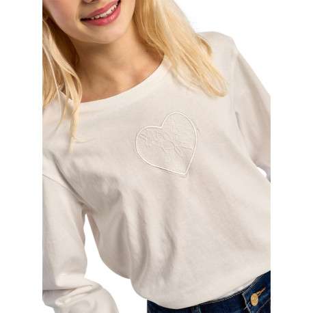 T-shirt en coton blanc avec un imprimé coeur et une coupe droite - Image 4