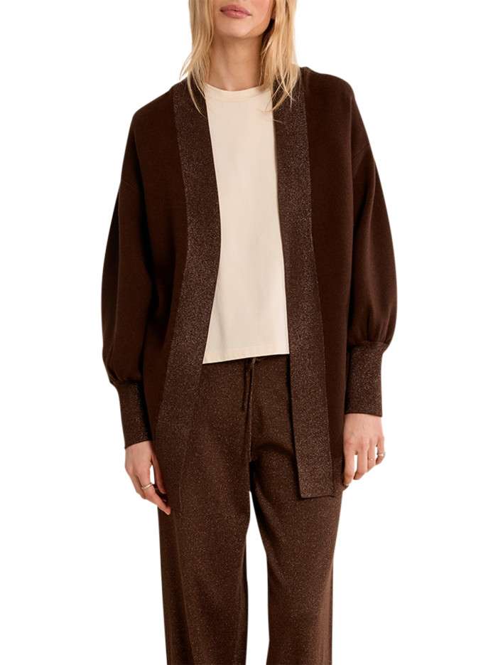 Gilet mi-long chocolat à...