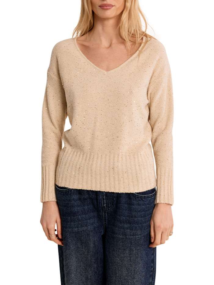 Pull écru à strasses pourvu...