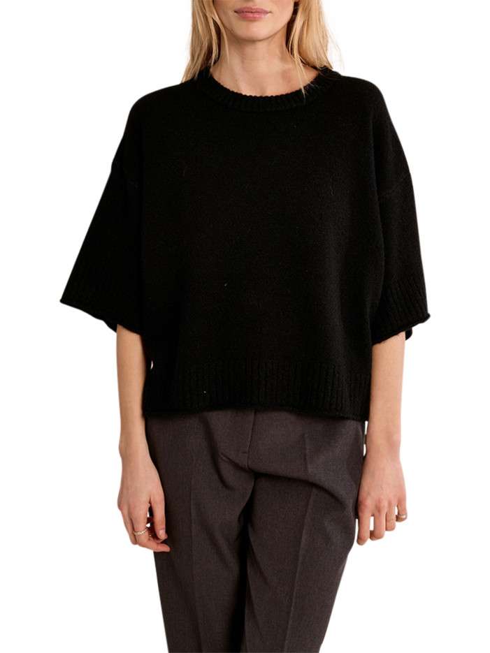 Pull noir uni à coupe...