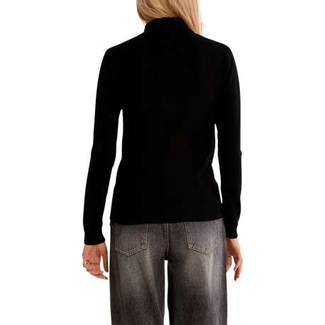 Pull noir uni pourvu d'une coupe droite et des manches longues - Image 3