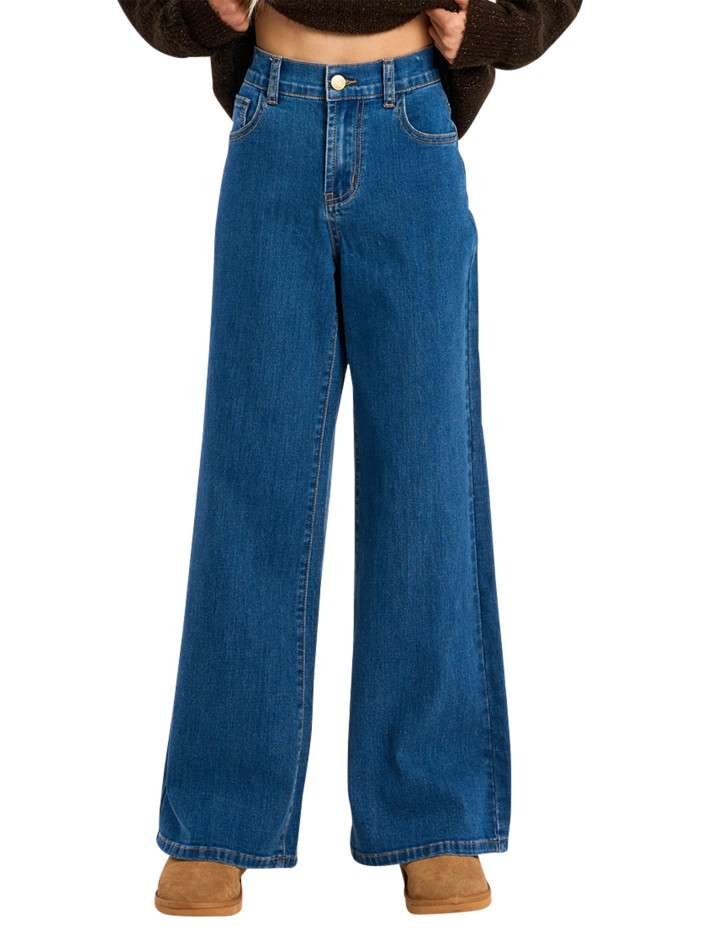 Jean en coton mélangé bleu...