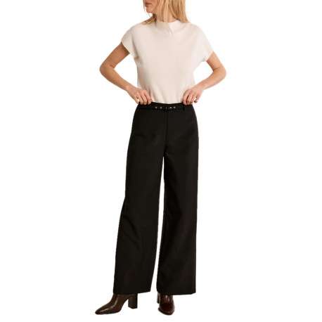 Pantalon noir dotée d'une coupe large avec une ceinture et des boucles dorés - Image 2