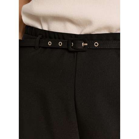 Pantalon noir dotée d'une coupe large avec une ceinture et des boucles dorés - Image 5