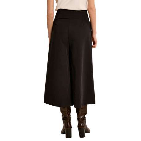 Jupe culotte longue noire dotée d'une coupe large et des boutons dorés - Image 3