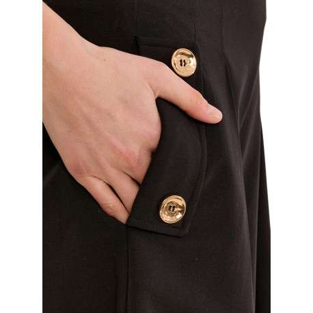 Jupe culotte longue noire dotée d'une coupe large et des boutons dorés - Image 6