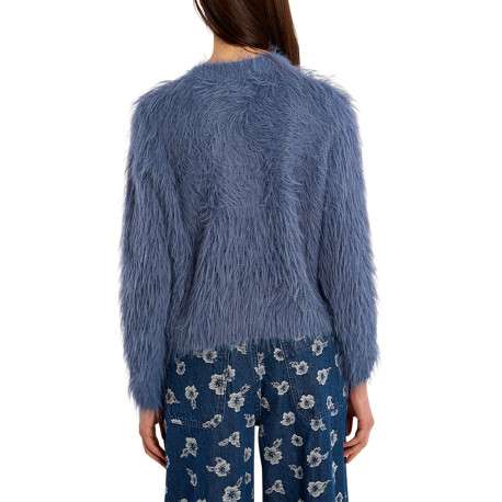 Pull bleu moyen muni d'une coupe droite et de 4 boutons de fermeture - Image 3