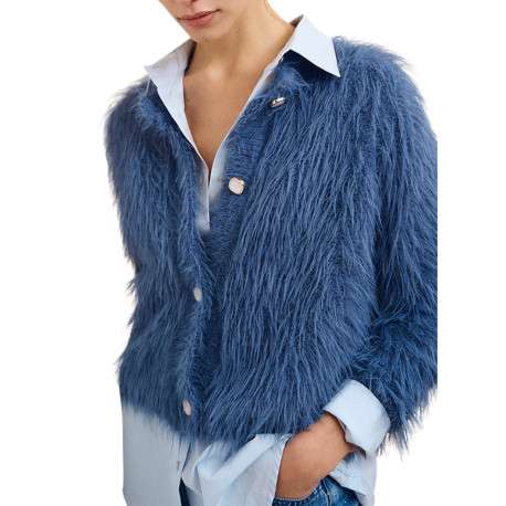 Pull bleu moyen muni d'une coupe droite et de 4 boutons de fermeture - Image 6