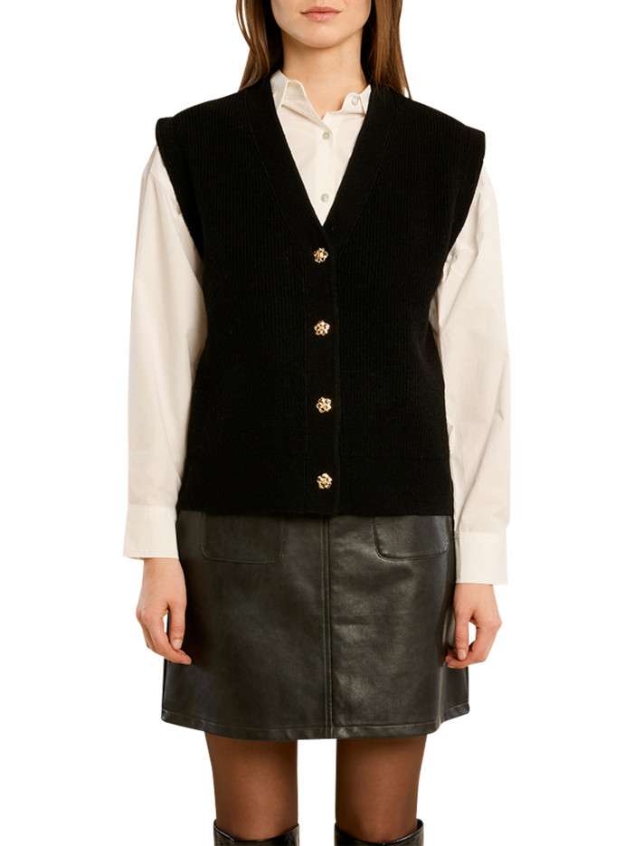 Gilet sans manches noir uni...