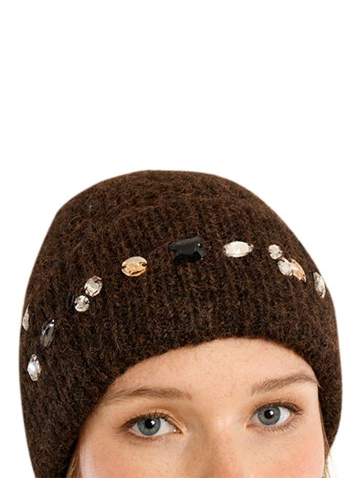 Bonnet marron uni avec des...