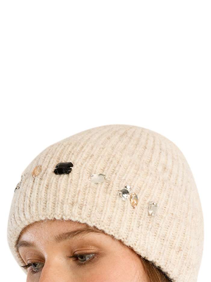 Bonnet écru uni avec des...