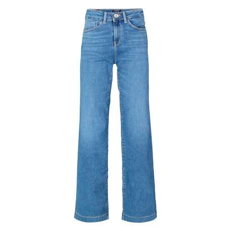 Jean en coton bleu à coupe bootcut pourvu de multiples poches