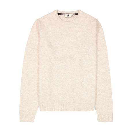 Pull écru à coupe droite pourvu d'un col rond et de manches longues