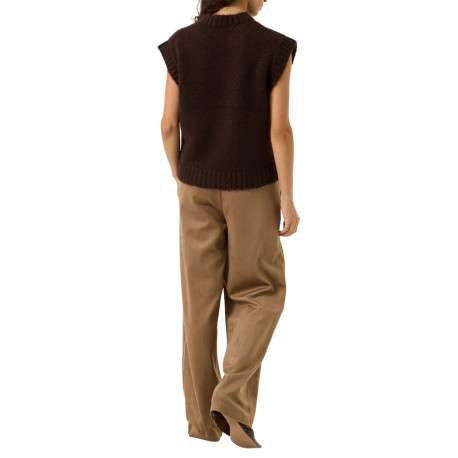 Pantalon chino beige à coupe bootcut pourvu d'une large ceinture élastiquée - Image 3