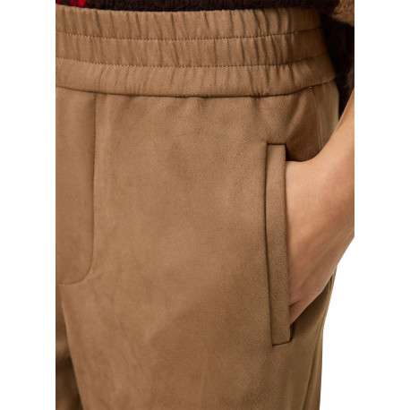 Pantalon chino beige à coupe bootcut pourvu d'une large ceinture élastiquée - Image 4