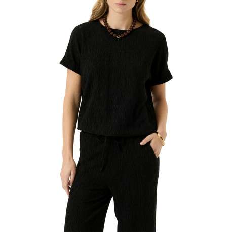 T-shirt noir à coupe ajustée pourvu d'un col rond et de manches courtes - Image 2