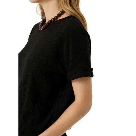 T-shirt noir à coupe ajustée pourvu d'un col rond et de manches courtes - Image 4