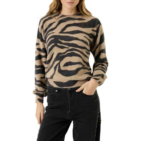 Pull noir à coupe ajustée pourvu d'un col rond et de manches longues - Image 2