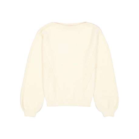 Pull écru à coupe droite pourvu d'un col rond et de manches longues