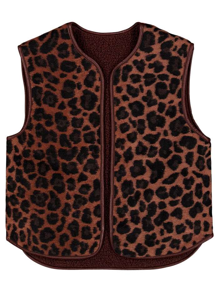 Gilet sans manche léopard à...